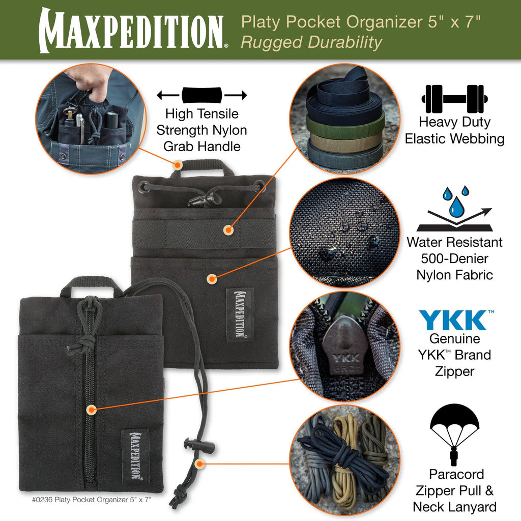Maxpedition Platy Pocket Organizer 5" x 7", Black