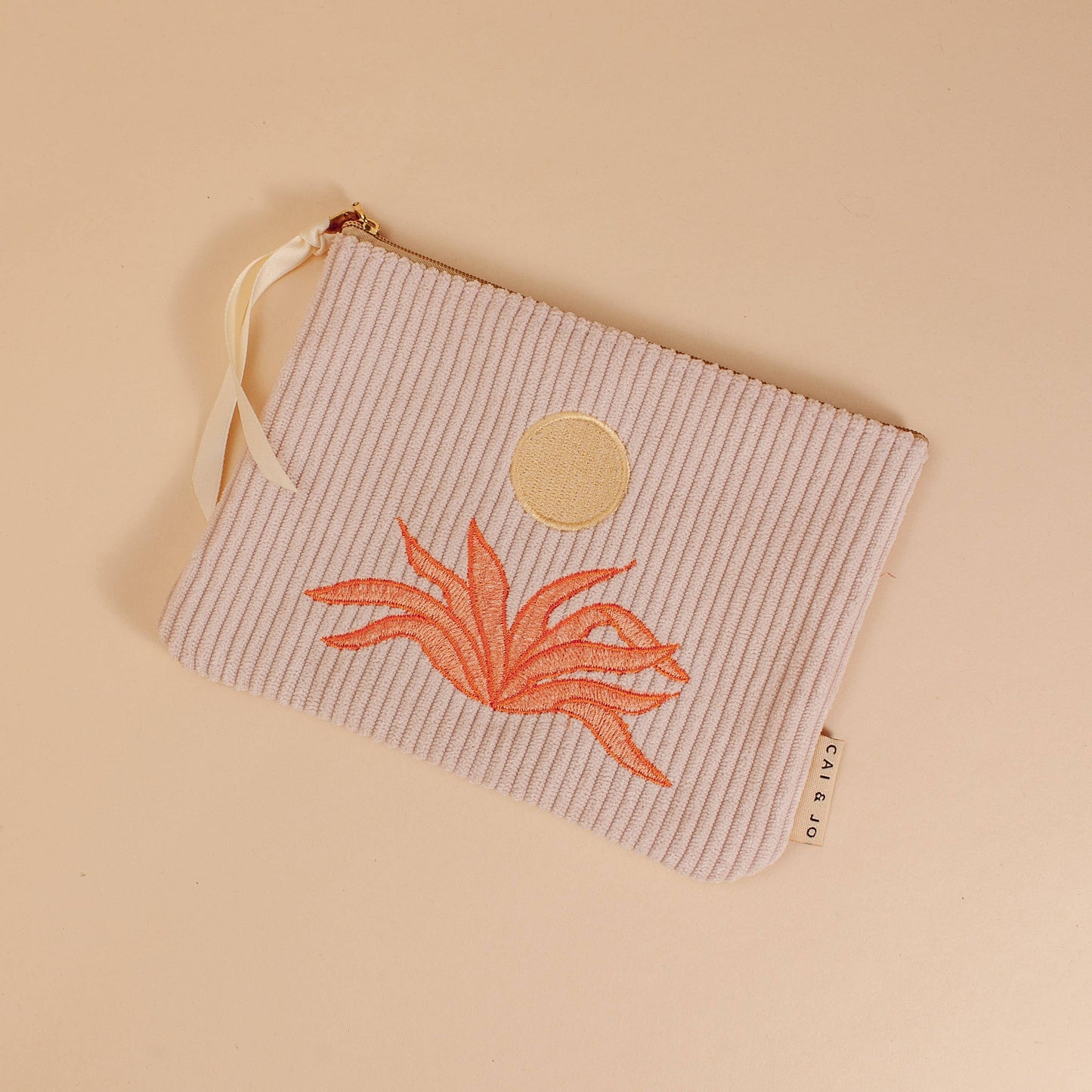Cai & Jo Corduroy Pouch, Pale Pink