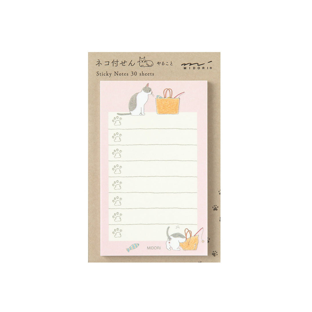 Midori Sticky Notes To Do Cat, Pink