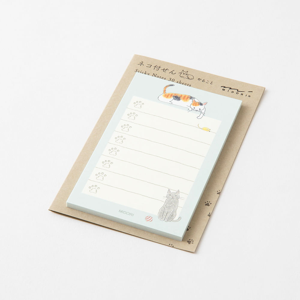 Midori Sticky Notes To Do Cat, Green