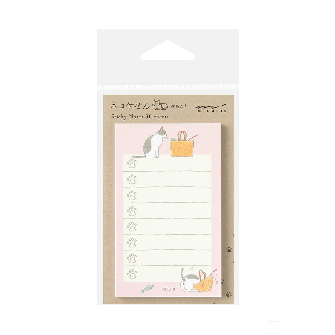Midori Sticky Notes To Do Cat, Pink