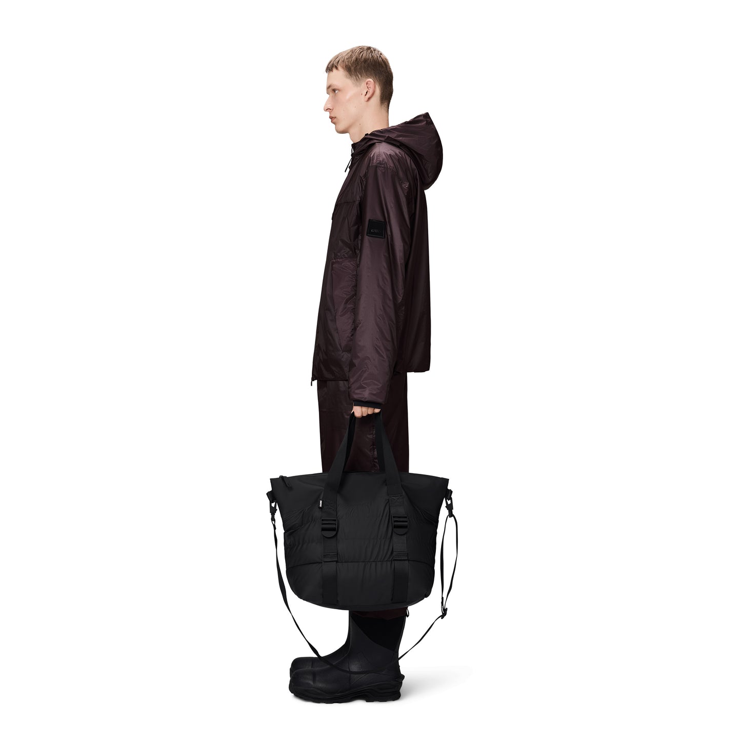 Rains Puffer Mix Tote Bag Mini, Black