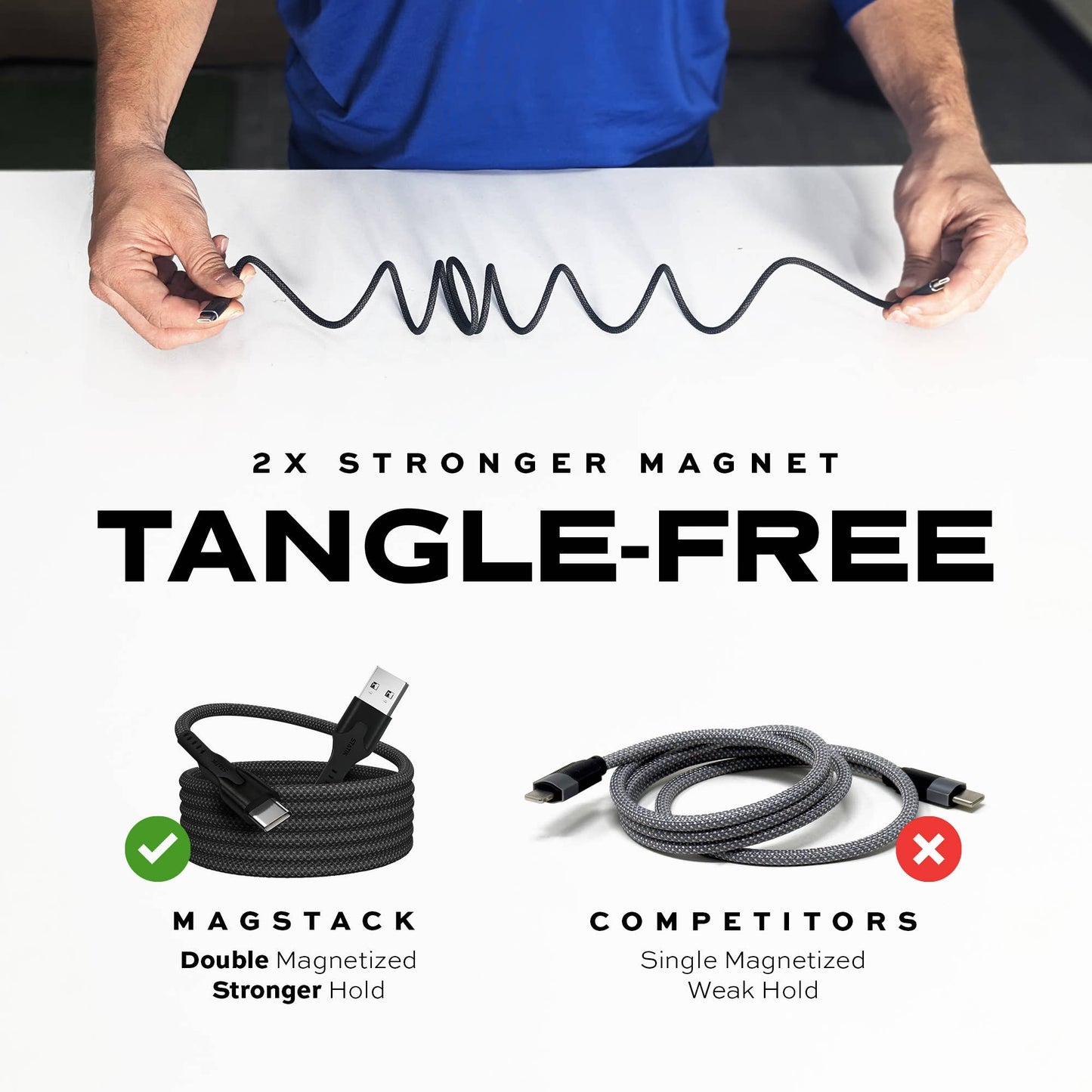 Statik® MagStack USB A to USB C Cable 1 m, Black