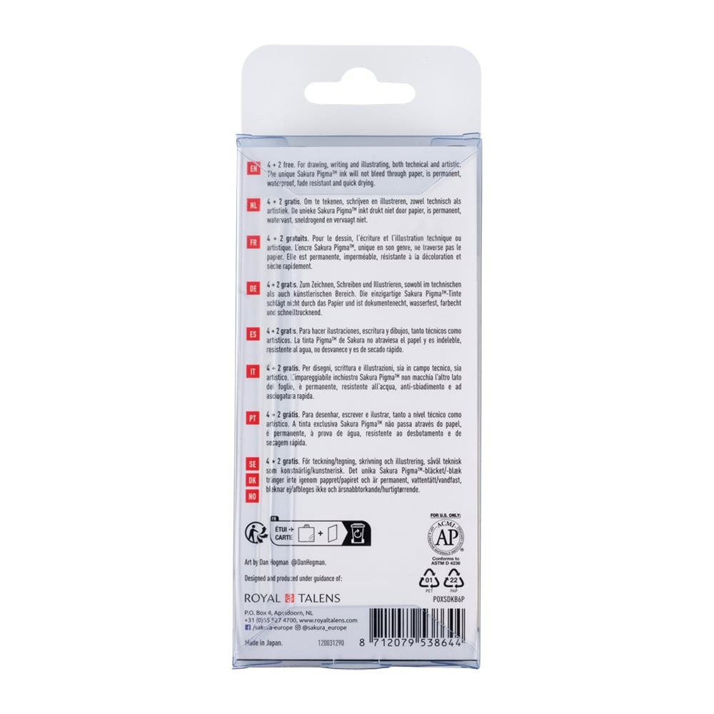 Sakura Pigma Micron Sett 4+2 stk – 49 Sort