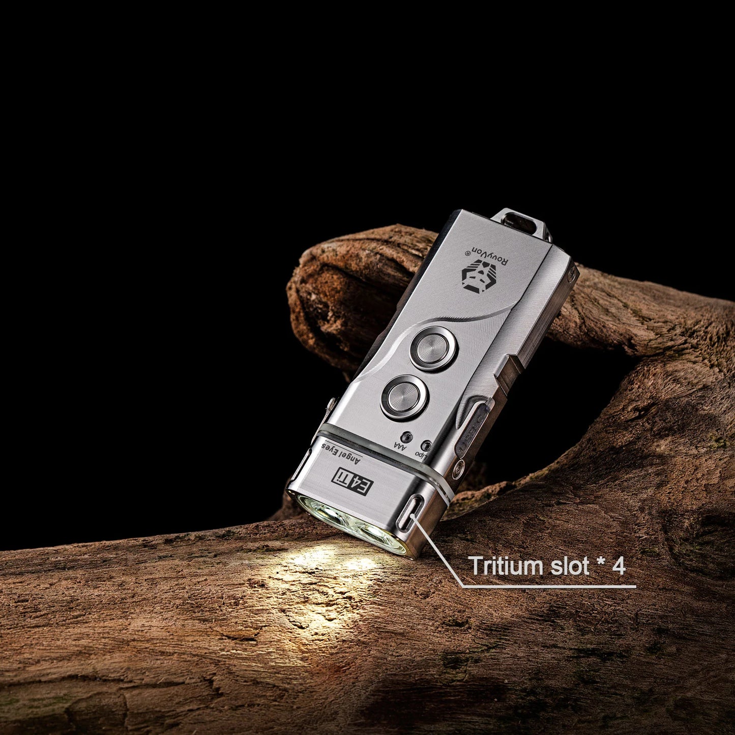 RovyVon Angel Eyes E4 Titanium Dual Button Hybrid Keychain Flashlight 6500
