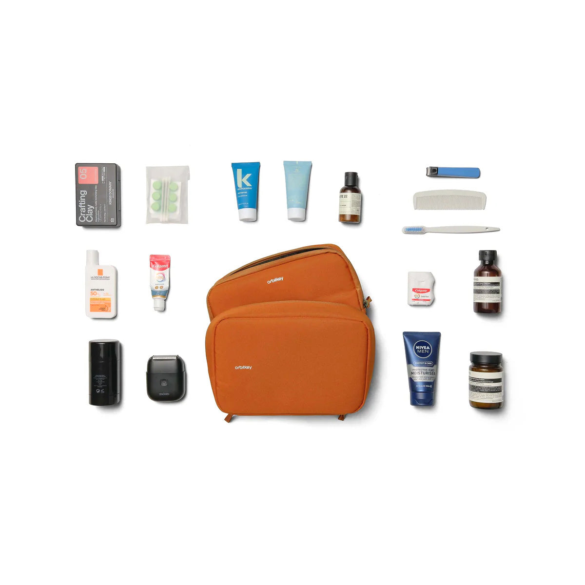 Orbitkey 2-in-1 Toiletry Pouch, Terracotta