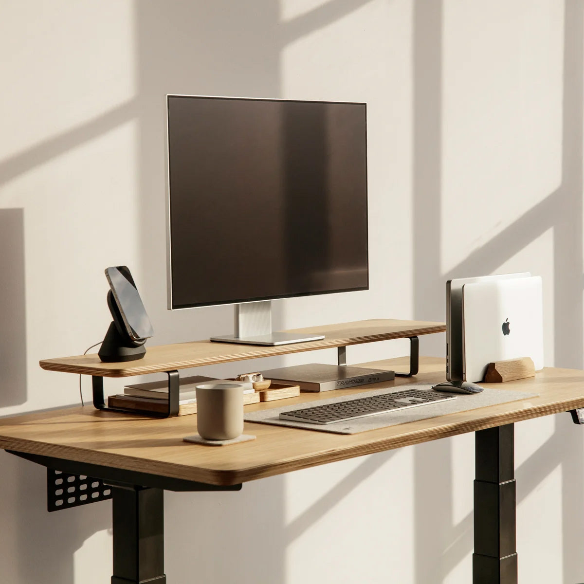 Oakywood Desk Shelf, Walnut Veneer/Black
