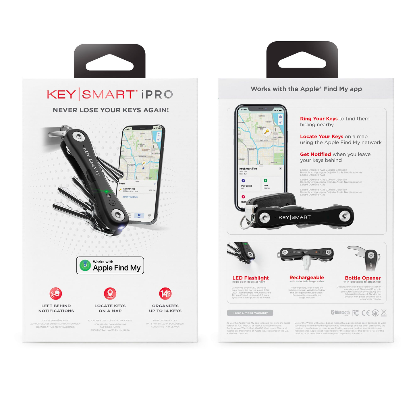 KeySmart® iPro Works with Apple Find My, Black