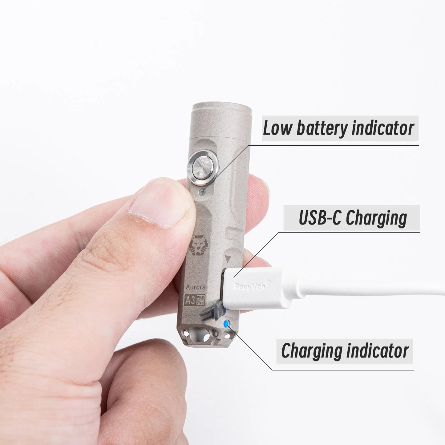 RovyVon Aurora A3 Pro Aluminum Keychain Flashlight 6500K, Marble Grey