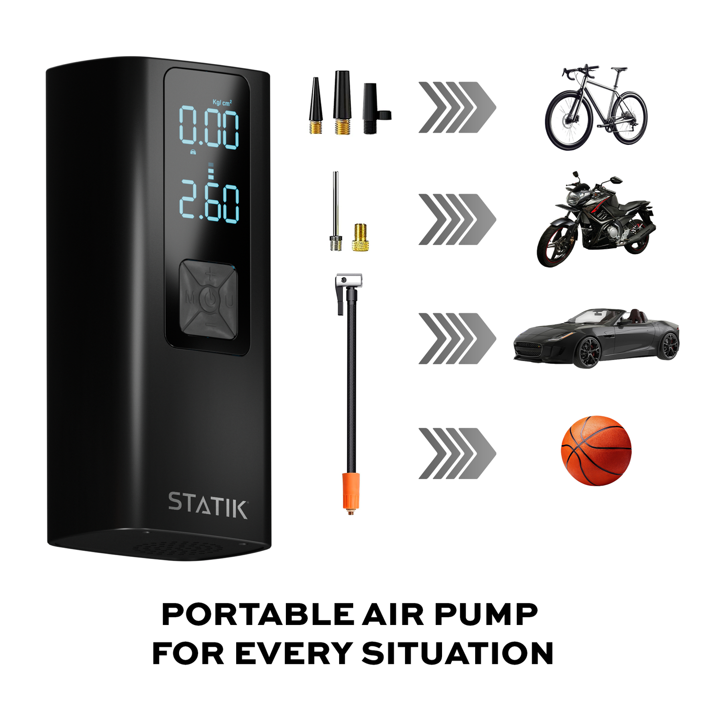 Statik® TireHero Wireless Air Pump, Black