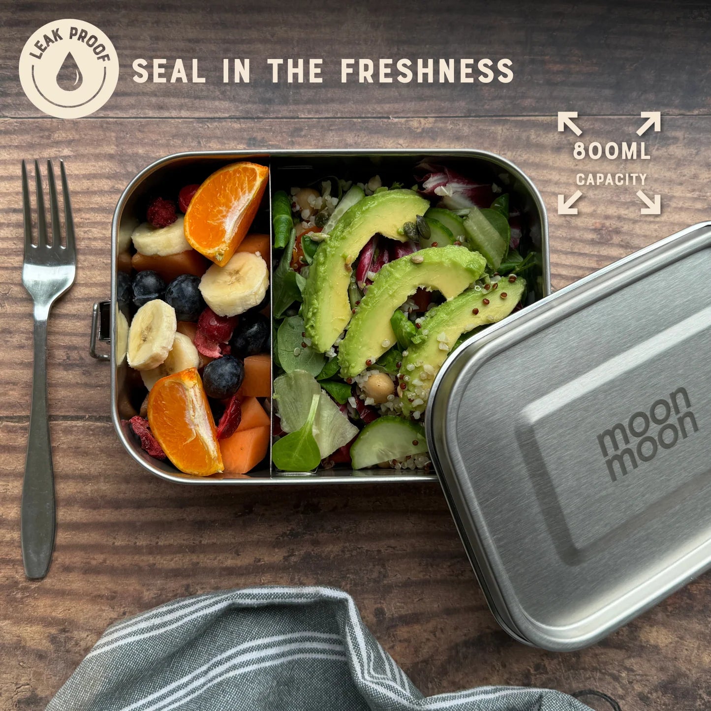 Moonmoon Stainless Steel Lunch Box, Small 0.8L