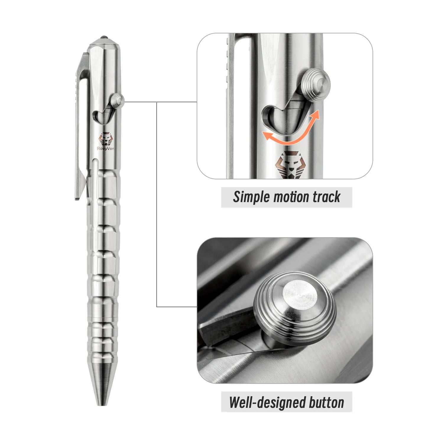 RovyVon Commander C10 (G2) Titanium Bolt Action Tactical Pen, Natural