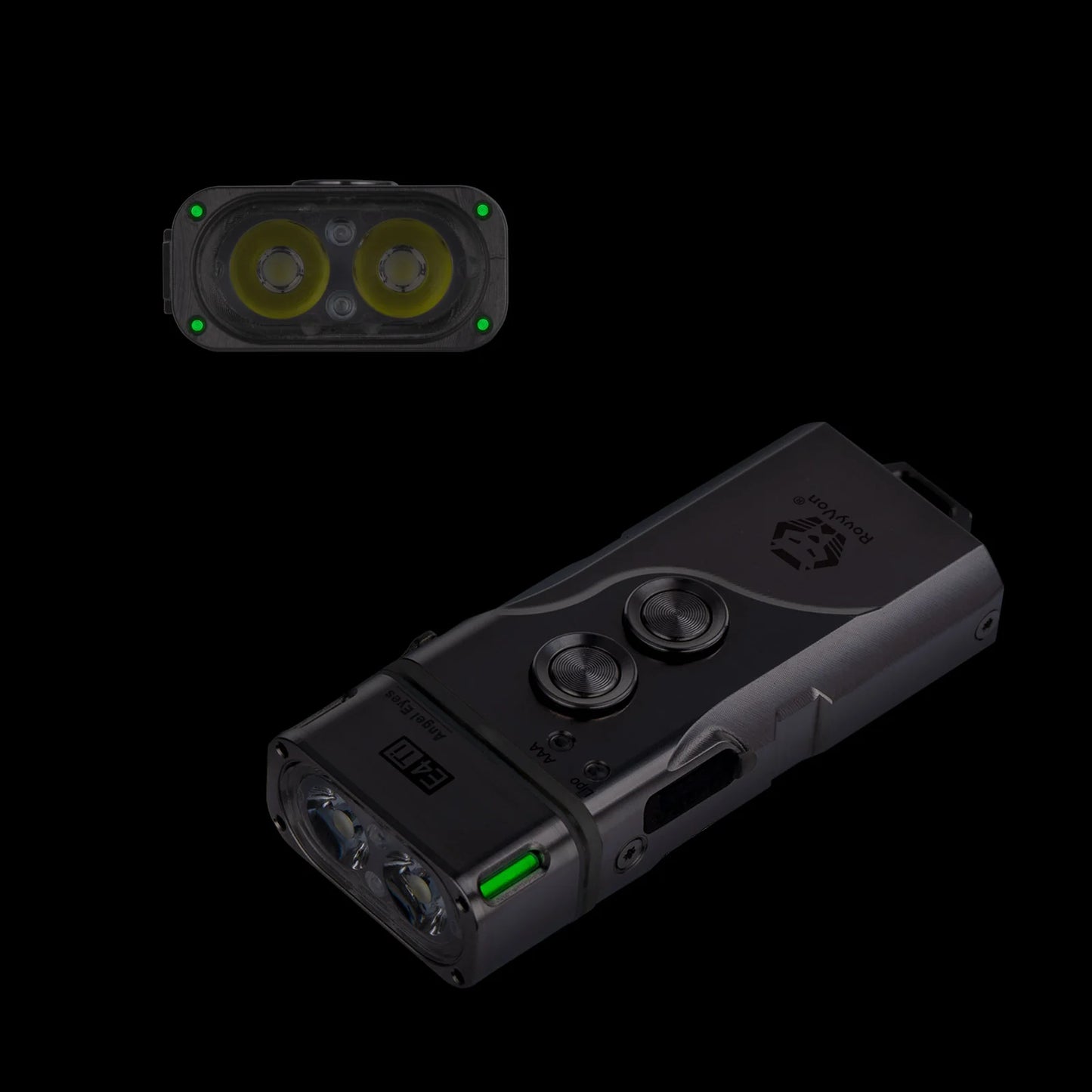 RovyVon Angel Eyes E4 Titanium Dual Button Hybrid Keychain Flashlight 6500