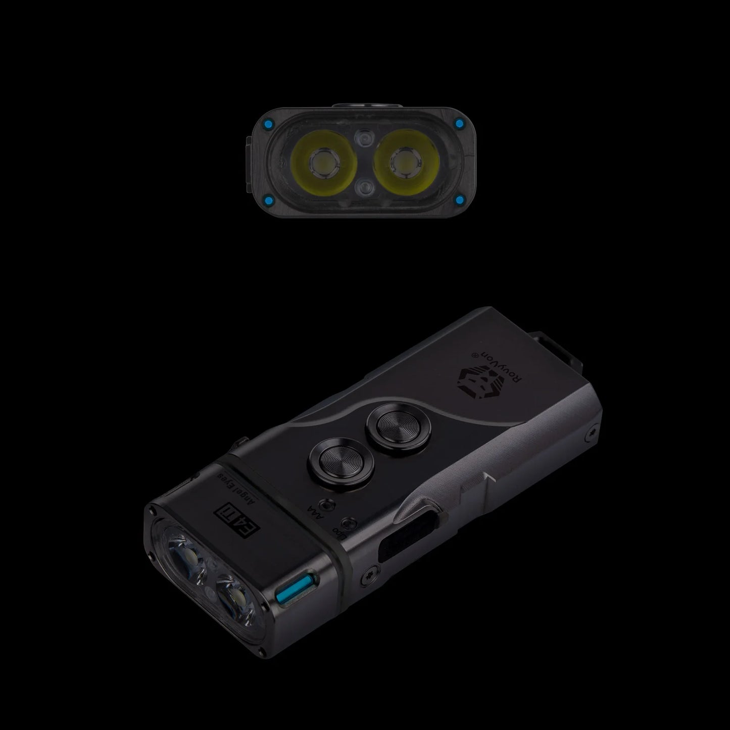 RovyVon Angel Eyes E4 Titanium Dual Button Hybrid Keychain Flashlight 6500