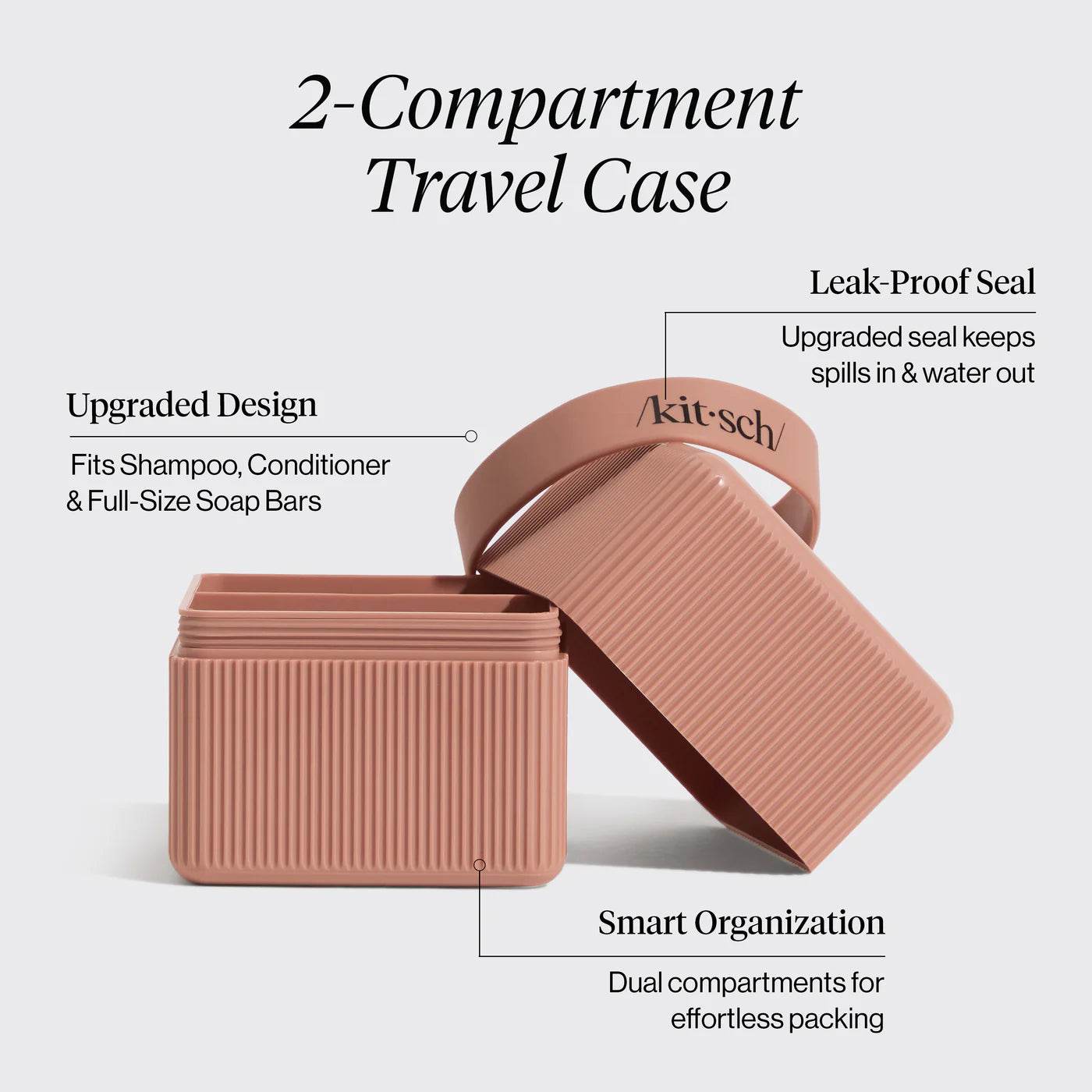 KITSCH 2-Compartment Travel Case, Terracotta