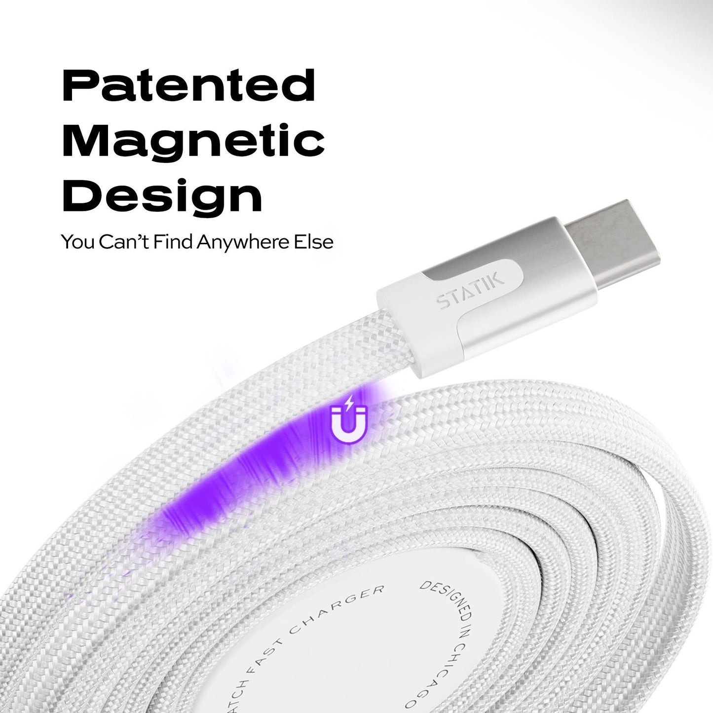 Statik® MagStack Slim Apple Watch Cable 1 m, White