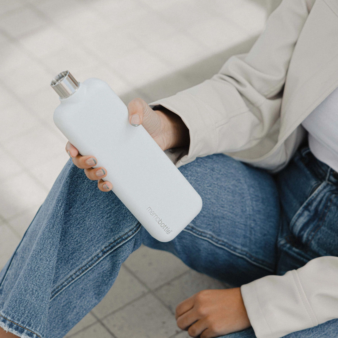 Memobottle™ Slim Stainless Steel White, 600ml