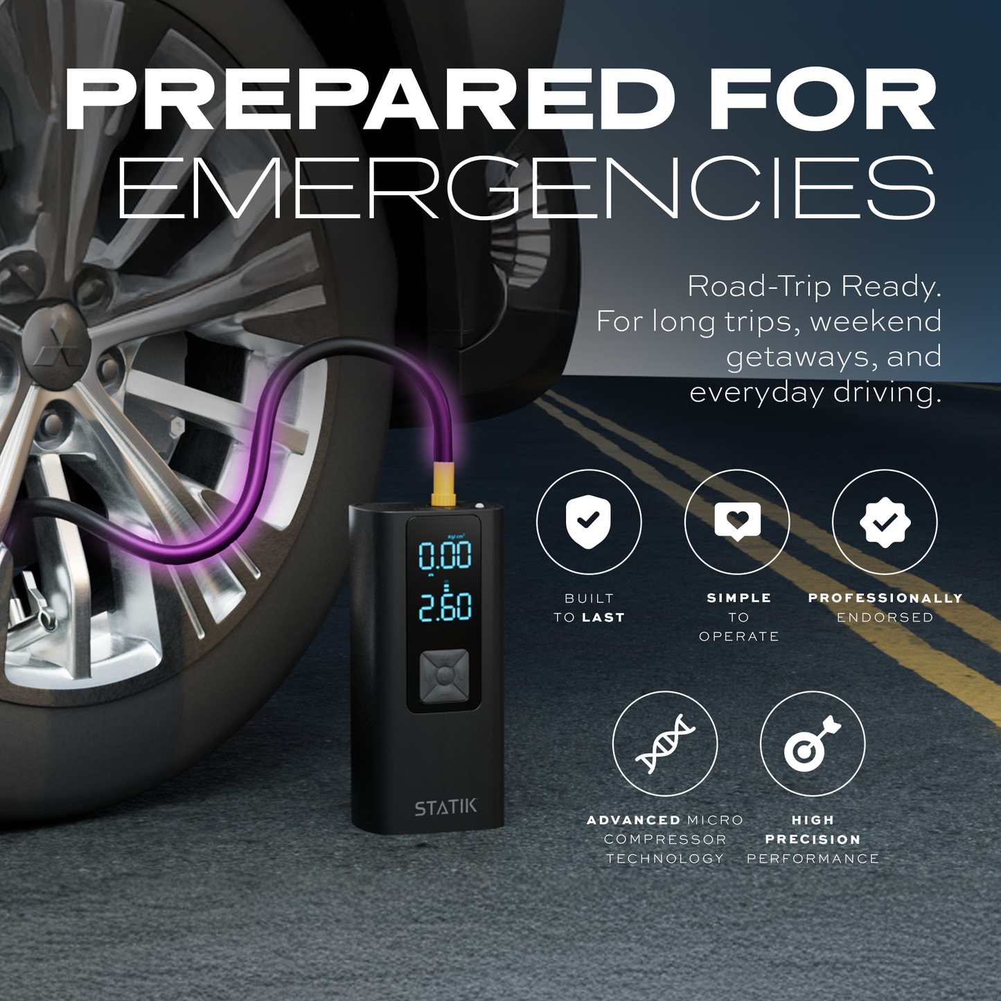 Statik® TireHero Wireless Air Pump, Black