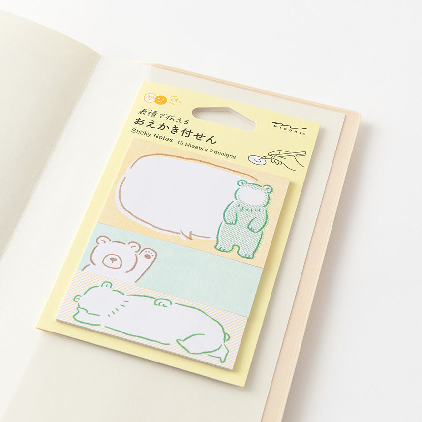 Midori Sticky Notes Drawing, Bear