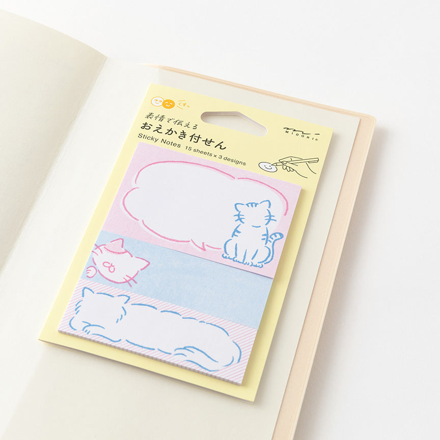 Midori Sticky Notes Drawing, Cat