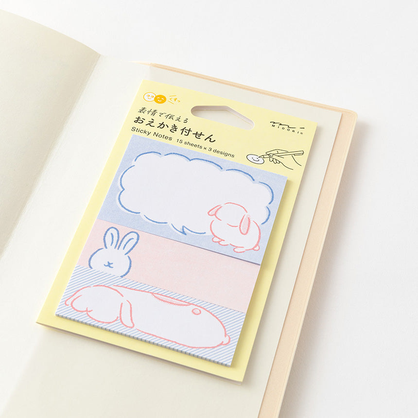 Midori Sticky Notes Drawing, Rabbit