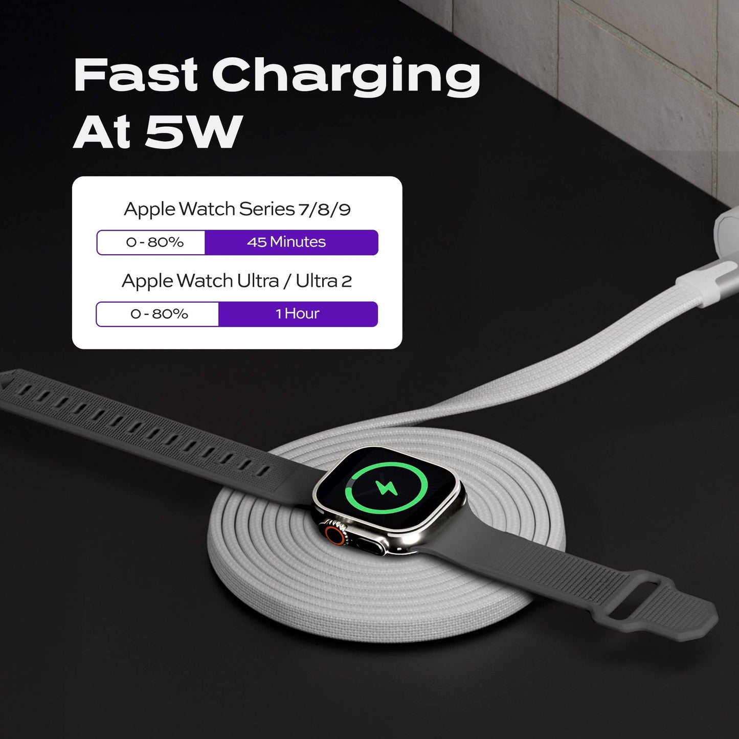 Statik® MagStack Slim Apple Watch Cable 1 m, White