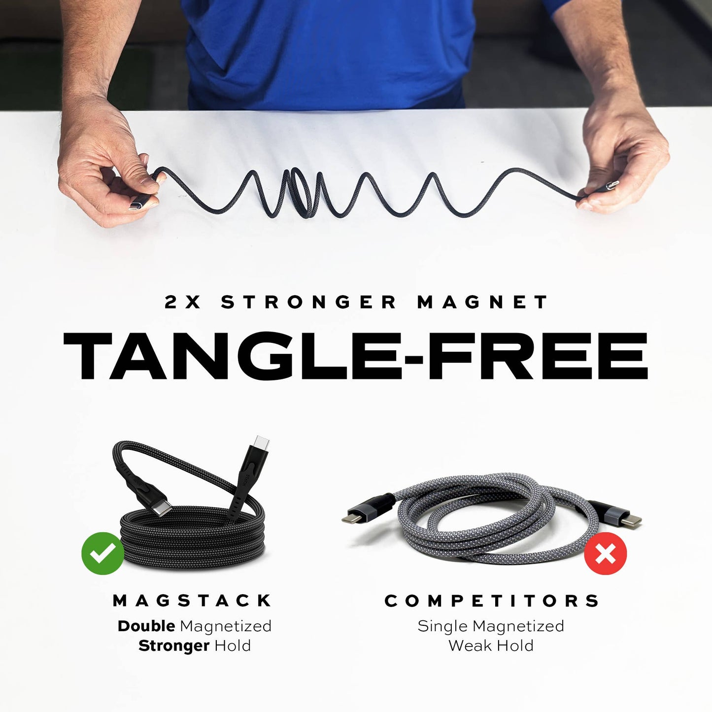 Statik® MagStack Pro USB C to USB C Cable 1.8 m, Black