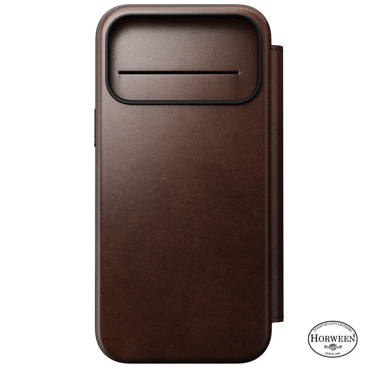 Nomad Horween Leather Folio iPhone 17 Pro Max, Rustic Brown