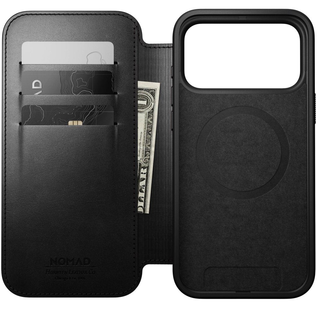 Nomad Horween Leather Folio iPhone 17 Pro Max, Black
