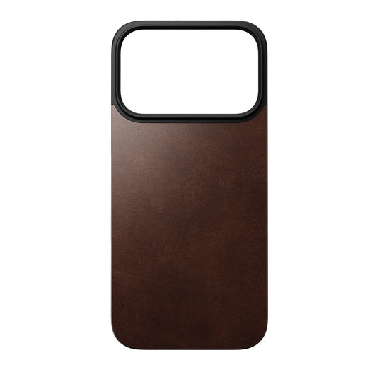 Nomad Magnetic Horween Leather Back MagSafe iPhone 17 Pro, Rustic Brown