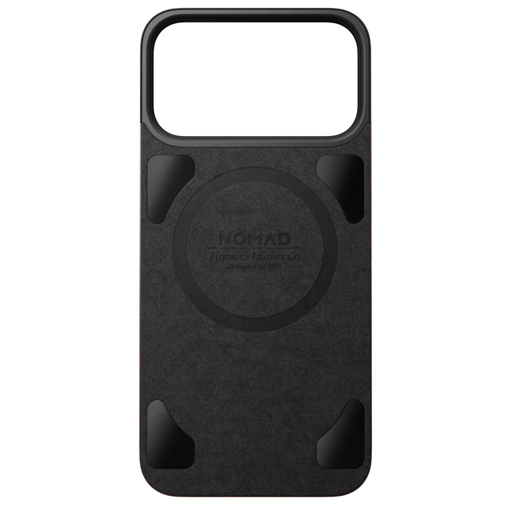 Nomad Magnetic Horween Leather Back MagSafe iPhone 17 Pro Max, Rustic Brown