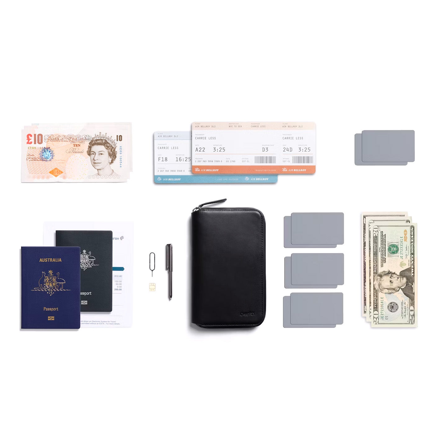 Bellroy Travel Folio Carryology Essentials Edition, Black Ash
