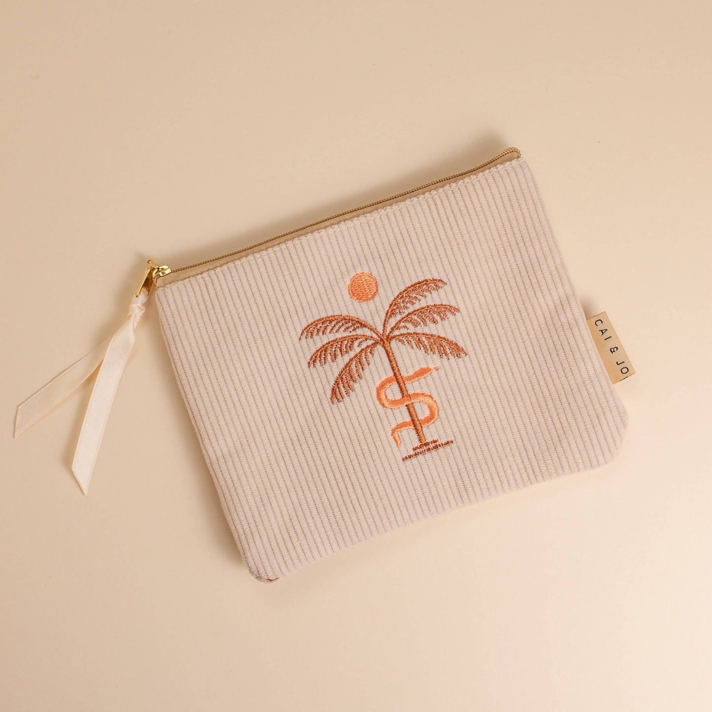 Cai & Jo Corduroy Pouch, Stone