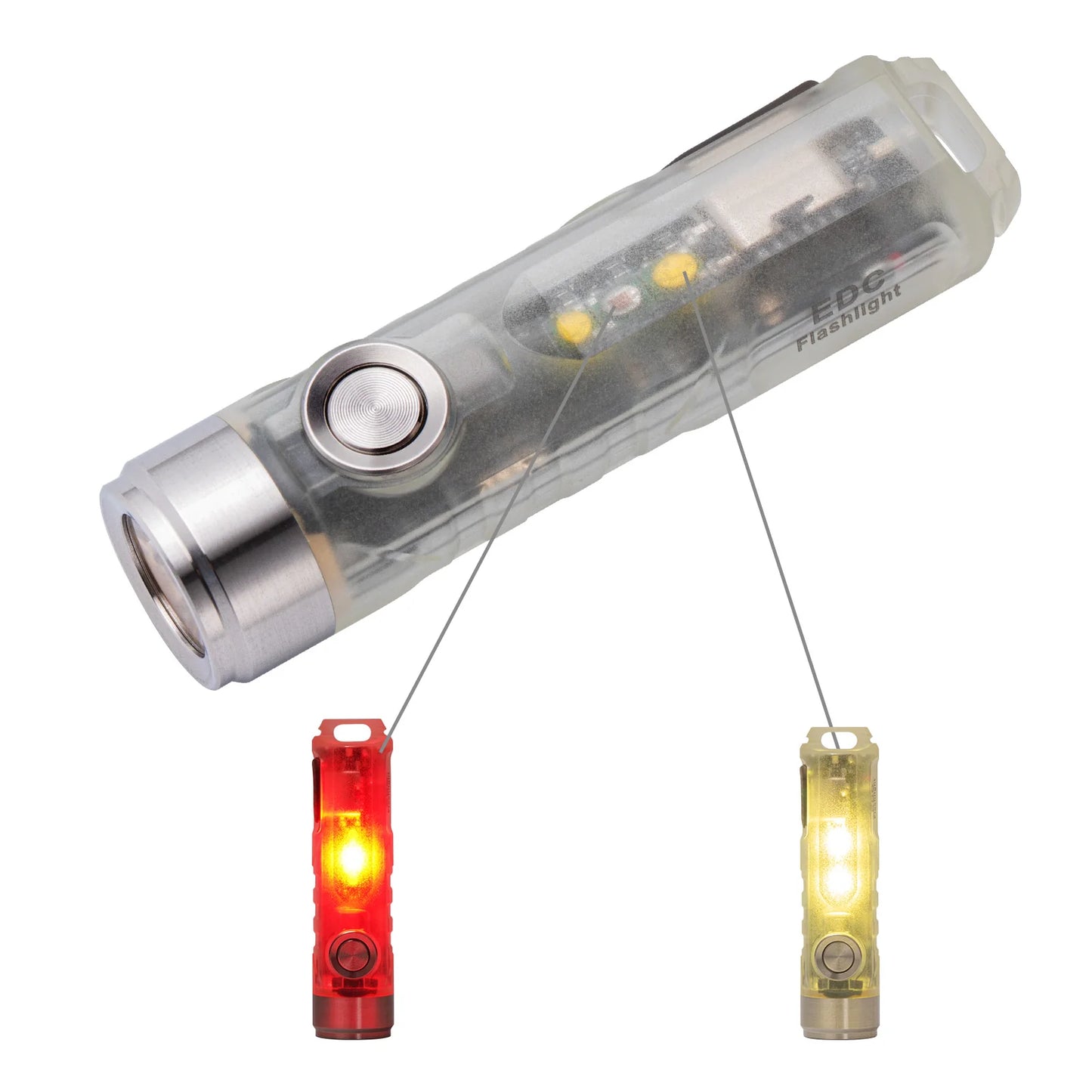 RovyVon Aurora A5 GITD Keychain EDC Flashlight 6500K, Red/White