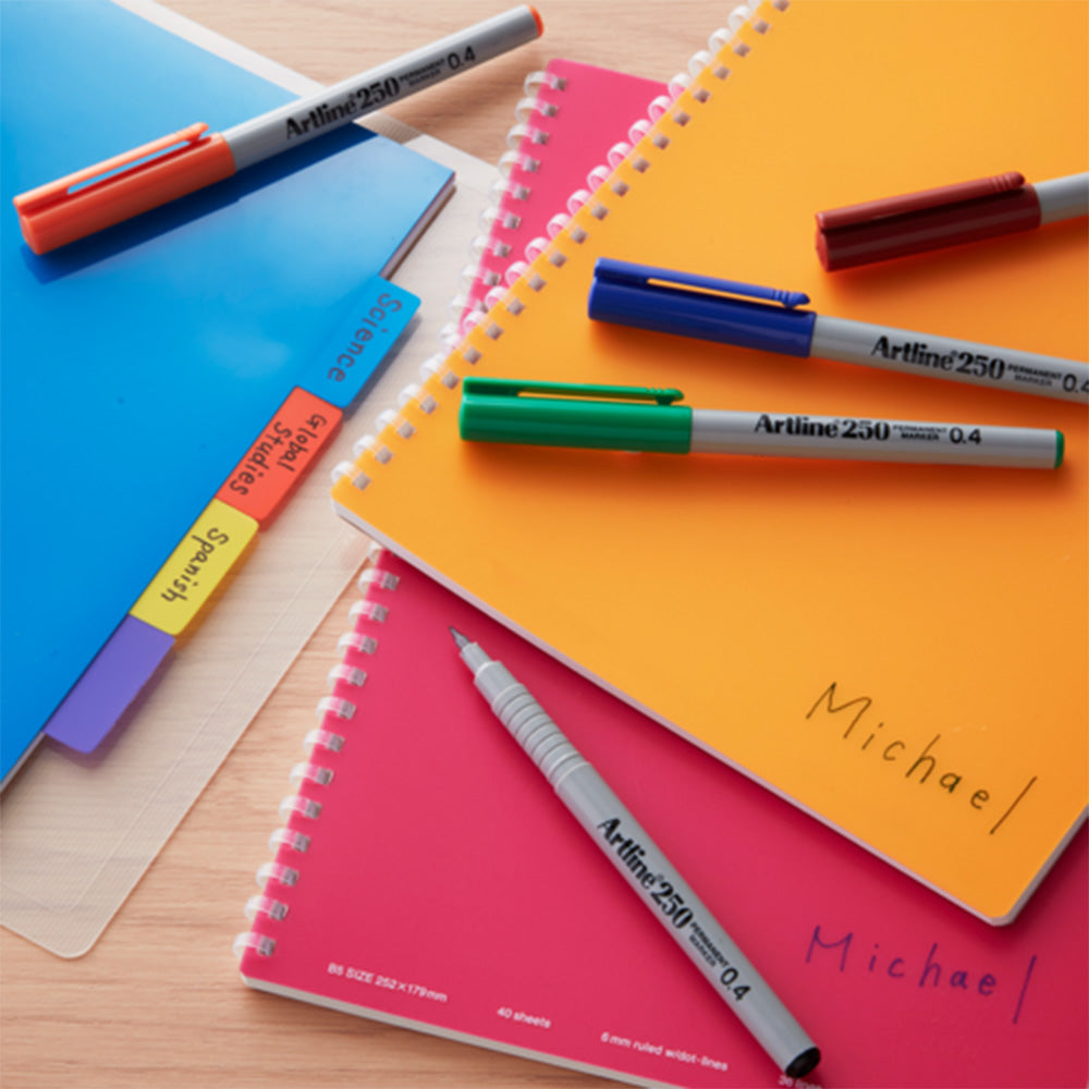 Artline 250 Permanent Merkepenn, 0.4mm (Sort)
