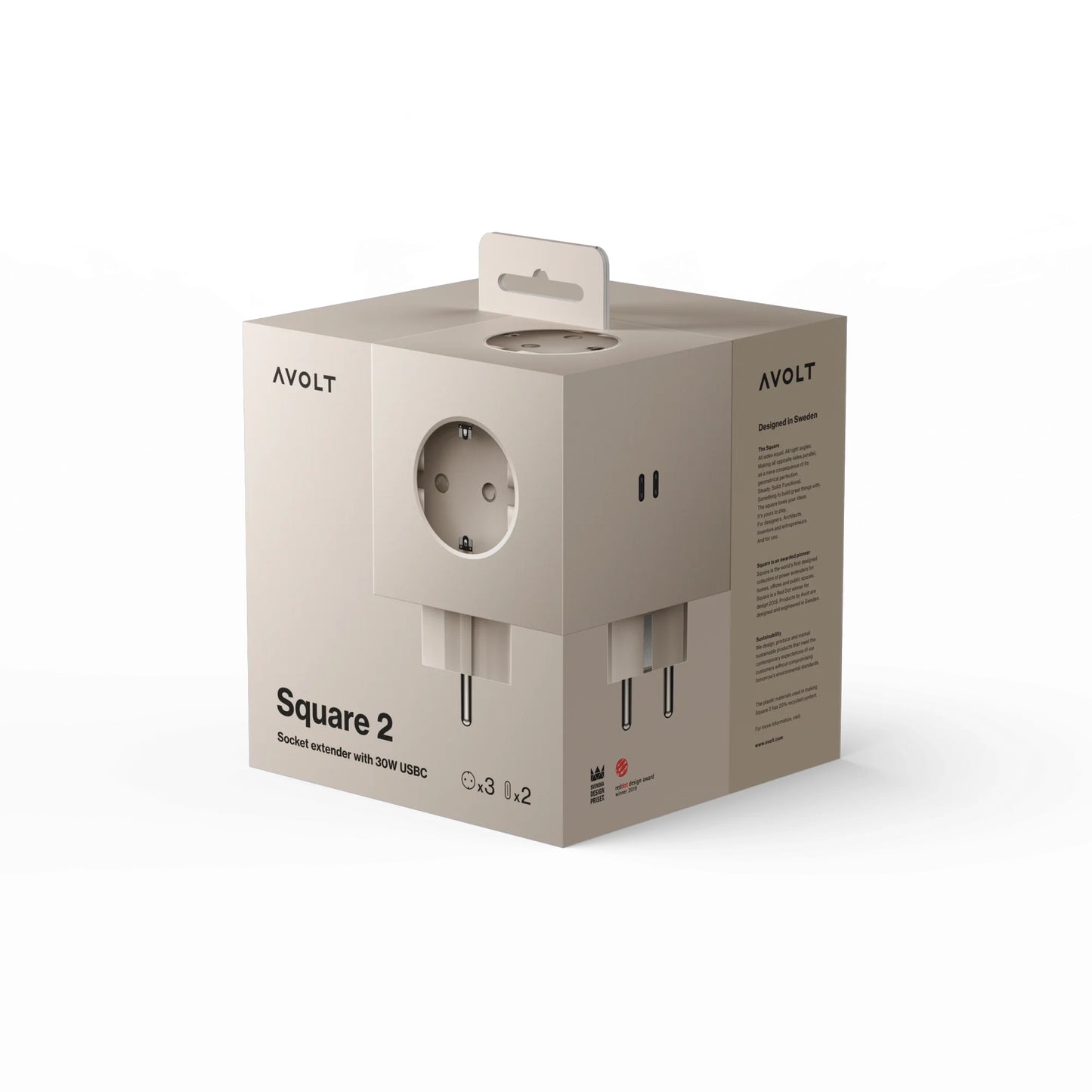 Avolt Square 2 Power Extender USB-C (30W), Nomad Sand
