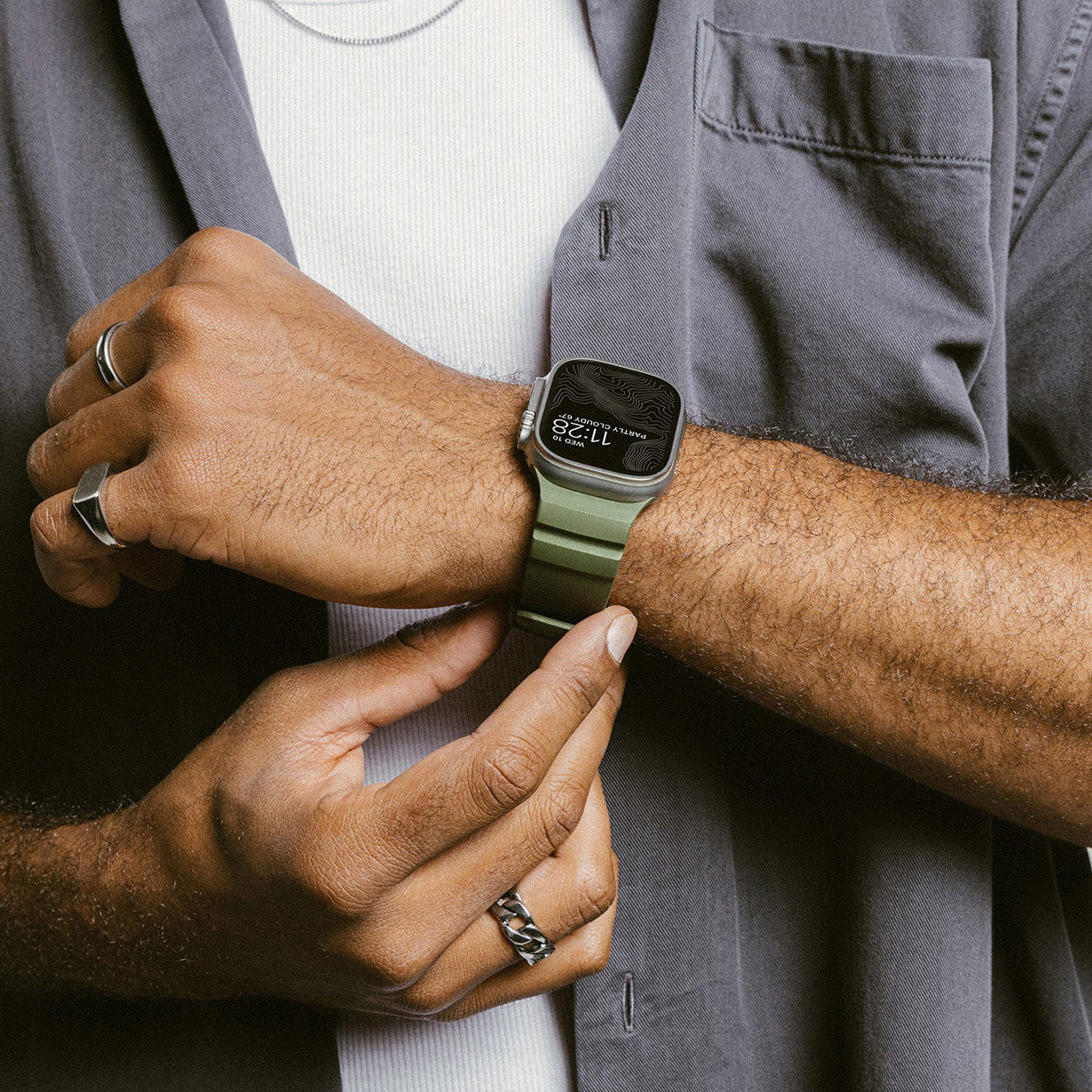 Nomad Rocky Point Band Apple Watch 45/46/49mm, Forest/Natural