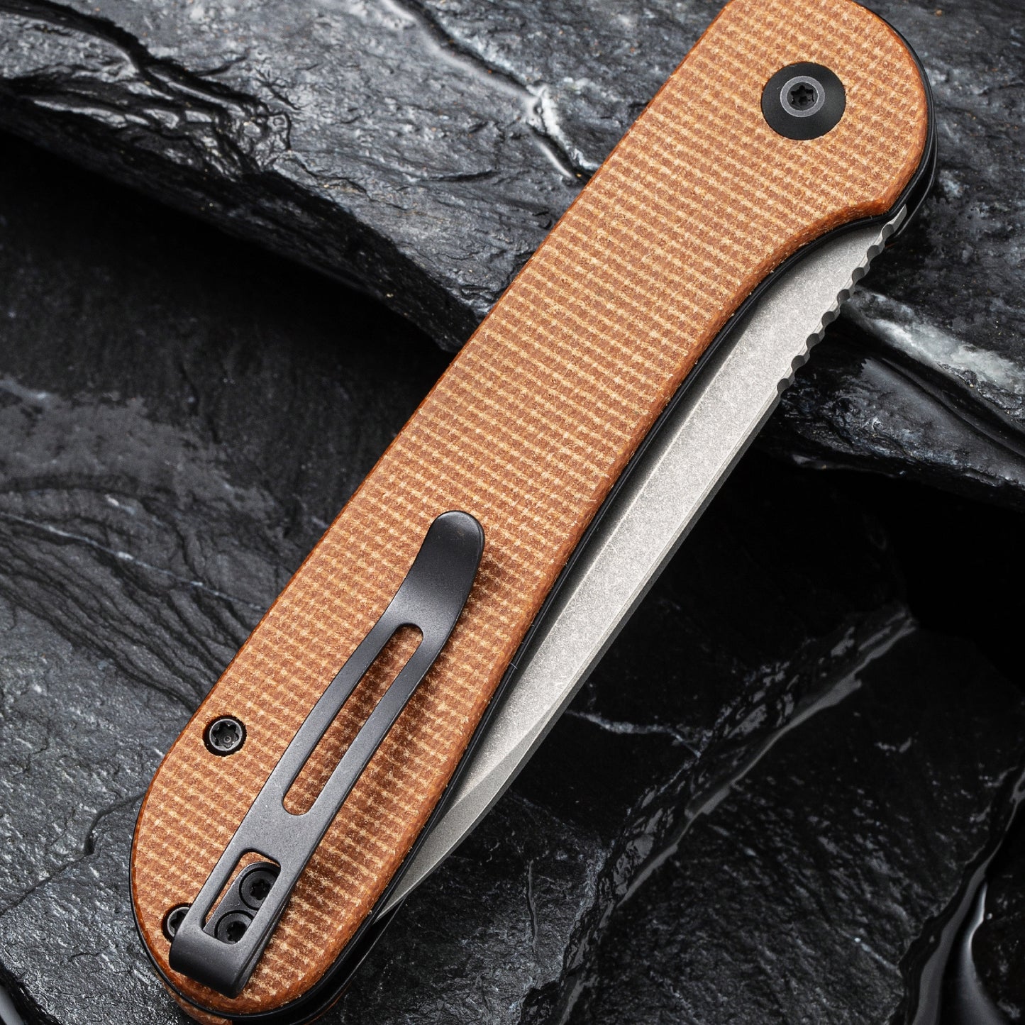 Civivi Button Lock Elementum, Brown Micarta