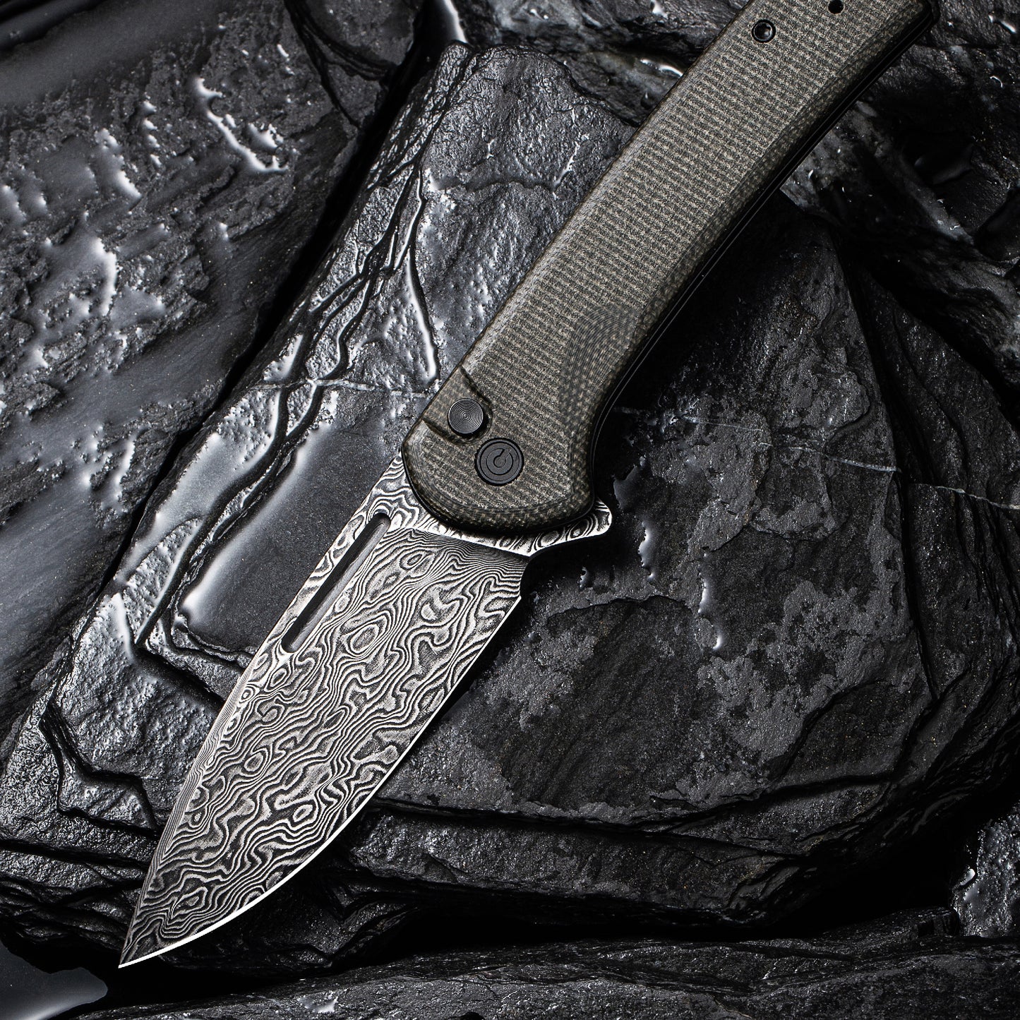 Civivi Conspirator, Dark Green Micarta / Damascus