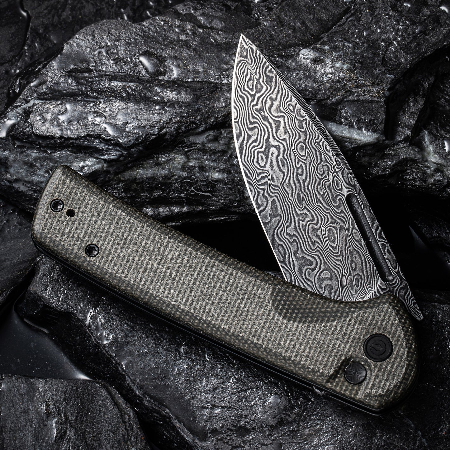 Civivi Conspirator, Dark Green Micarta / Damascus