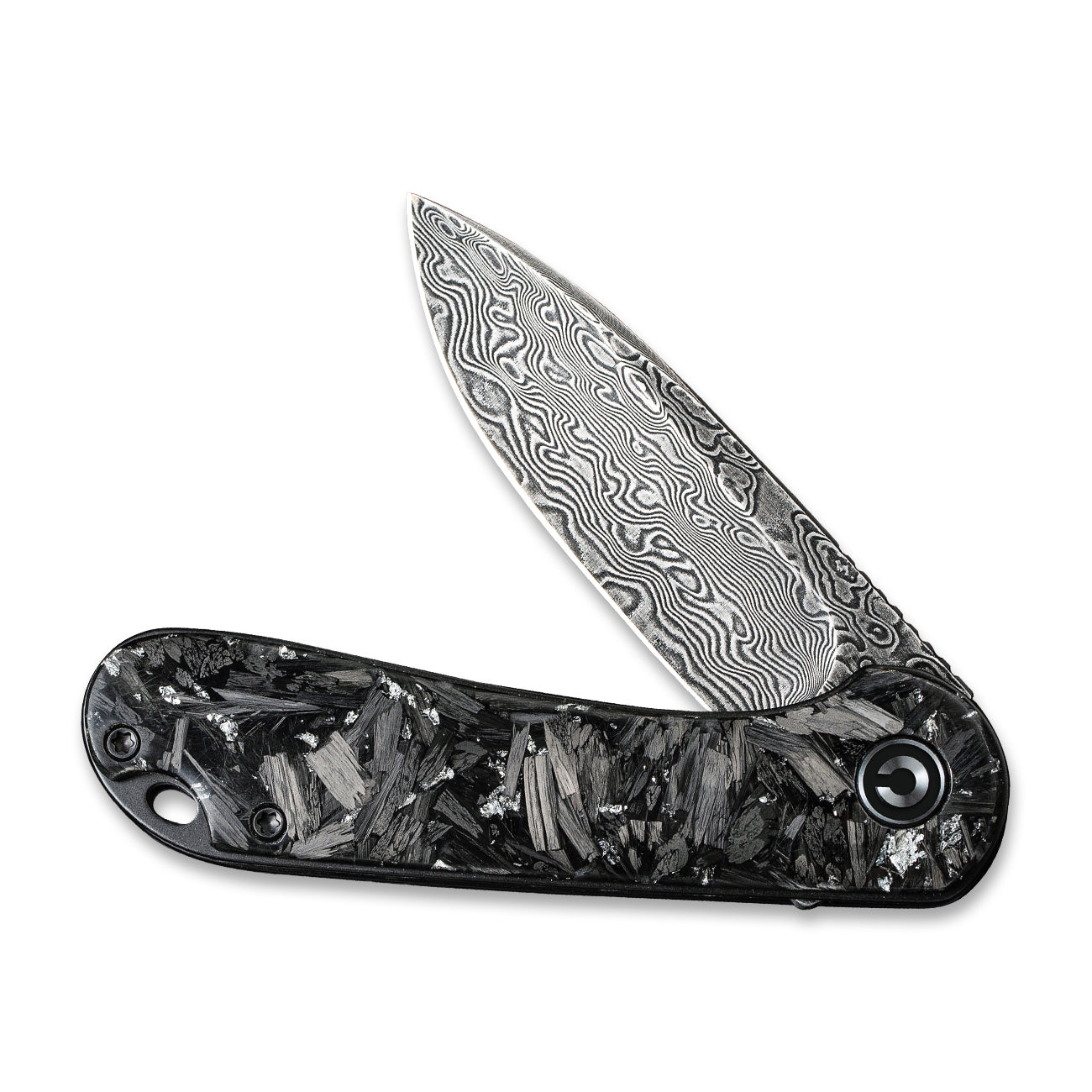 Civivi Elementum, Carbon Fiber / Silver / Damascus