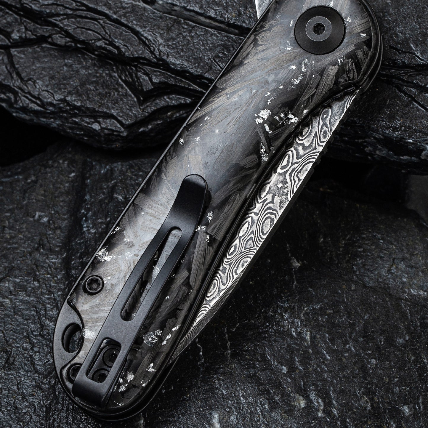 Civivi Elementum, Carbon Fiber / Silver / Damascus