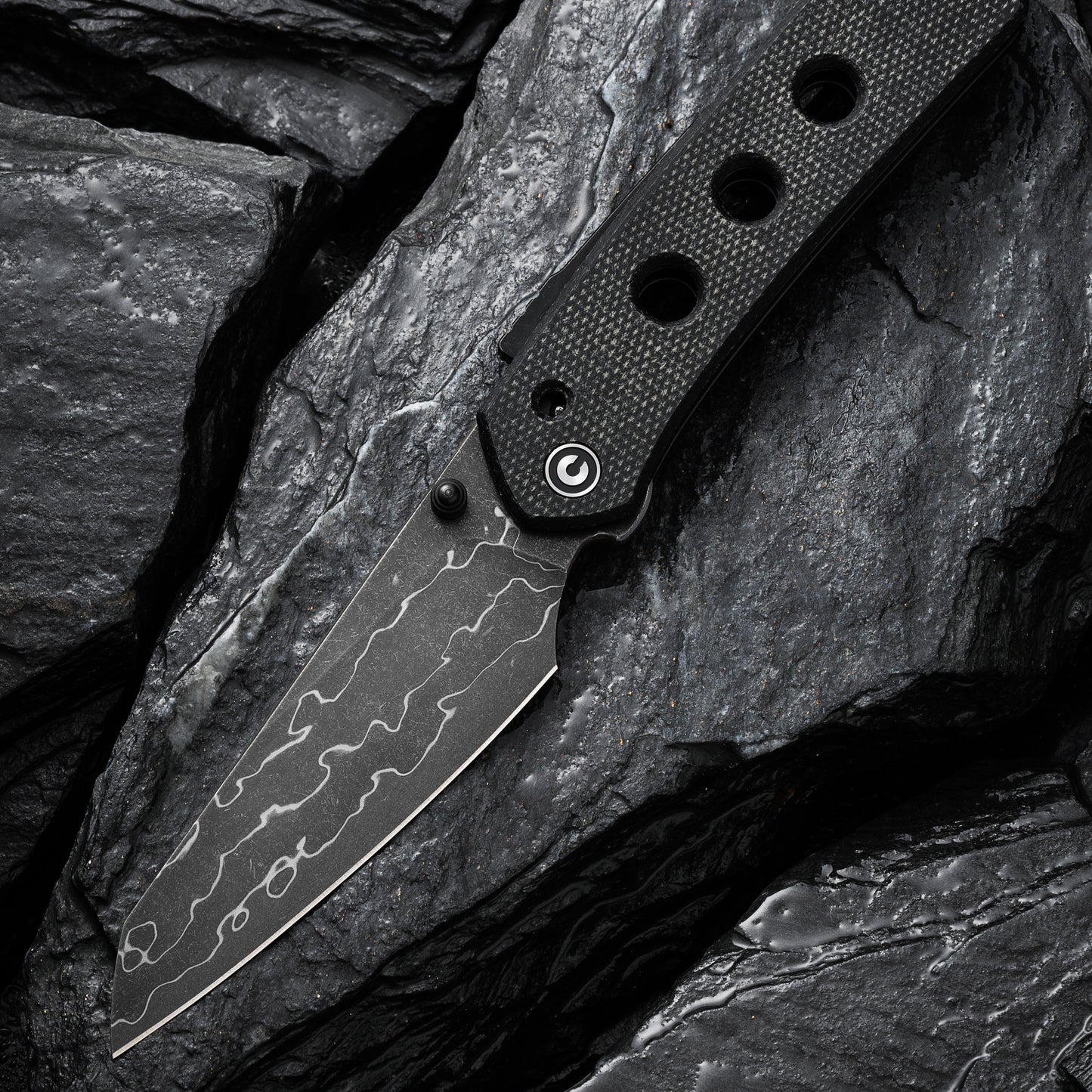 Civivi Vision FG Micarta Handle Damascus Blade, Black