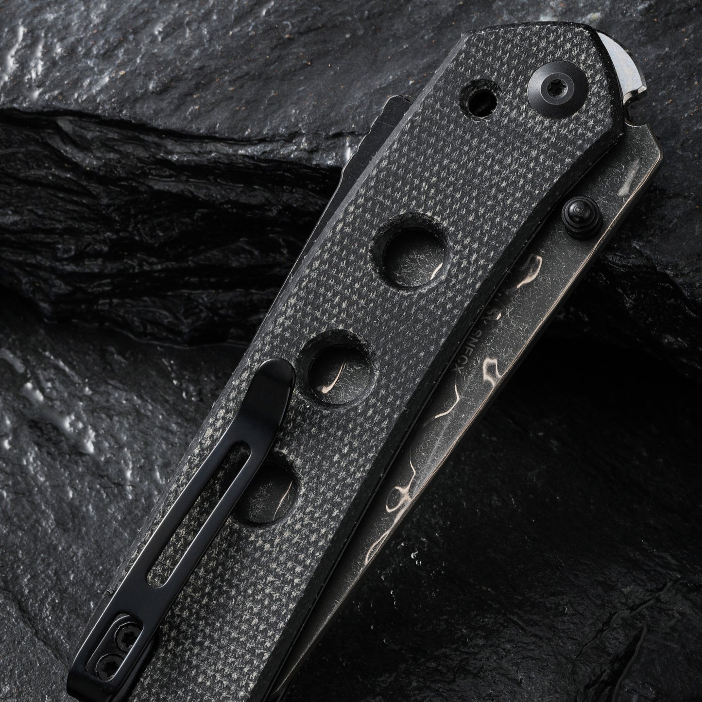 Civivi Vision FG Micarta Handle Damascus Blade, Black
