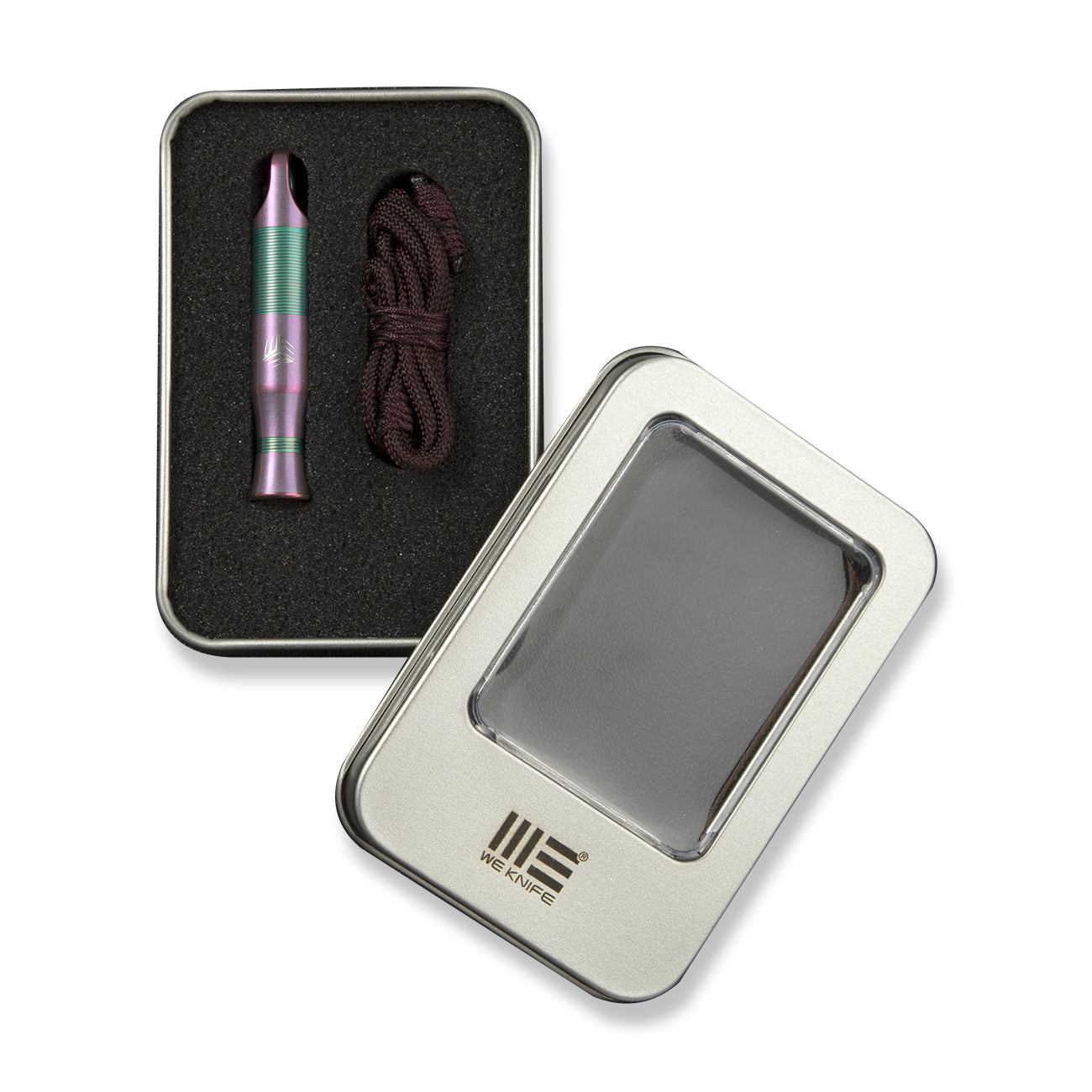 WEKNIFE A-05P Titanium Whistle With Brown Paracord, Purple
