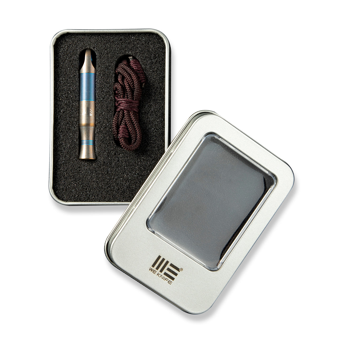 WEKNIFE A-05P Titanium Whistle With Brown Paracord, Blue