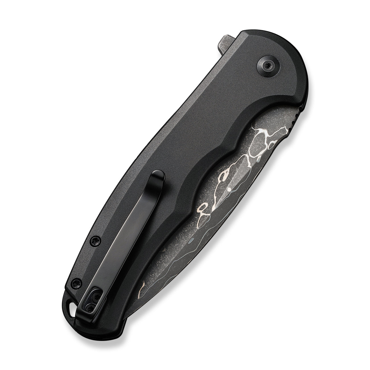 Civivi Button Lock Praxis Knife, Black Aluminium / Damascus