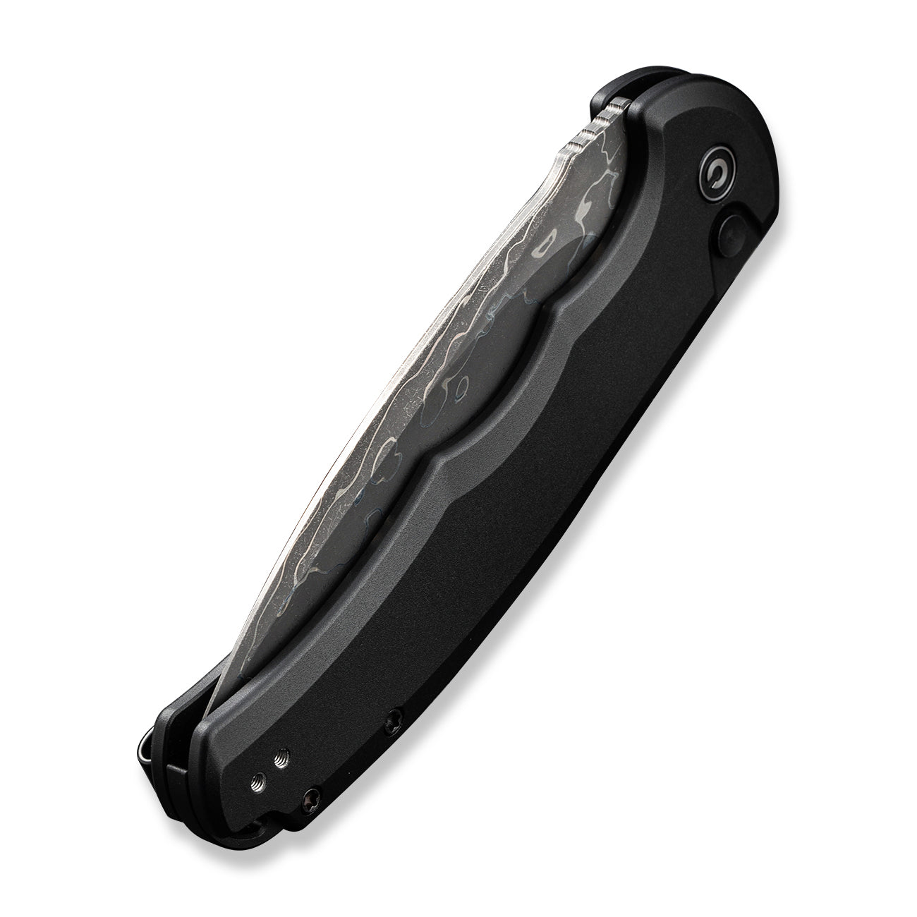 Civivi Button Lock Praxis Knife, Black Aluminium / Damascus