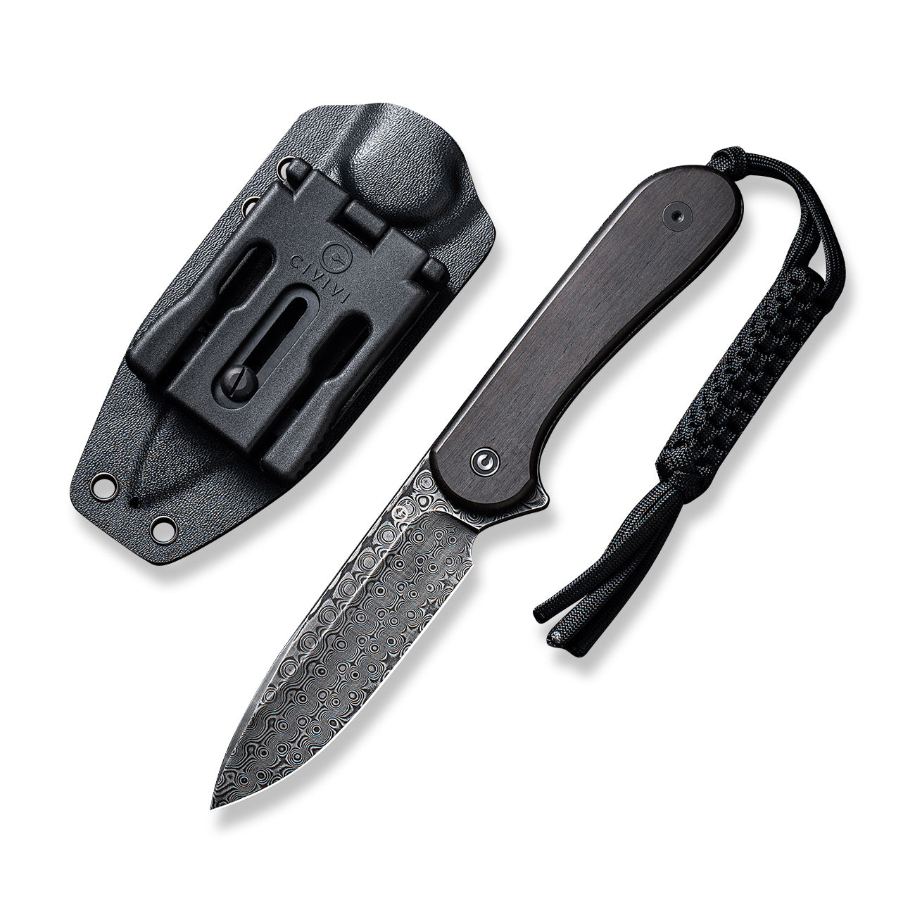 Civivi Fixed Blade Elementum, Black Ebony Wood / Damascus