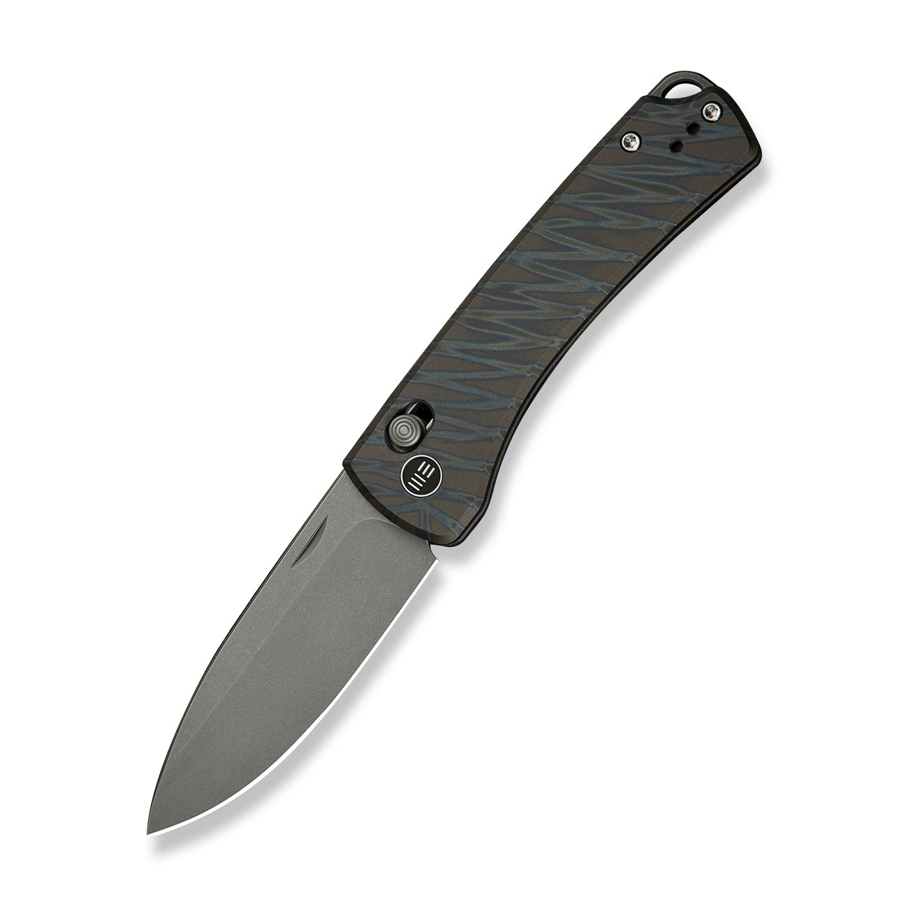 WEKNIFE Nightblade, Tiger Stripe Pattern Flamed Titanium / Gray Stonewashed